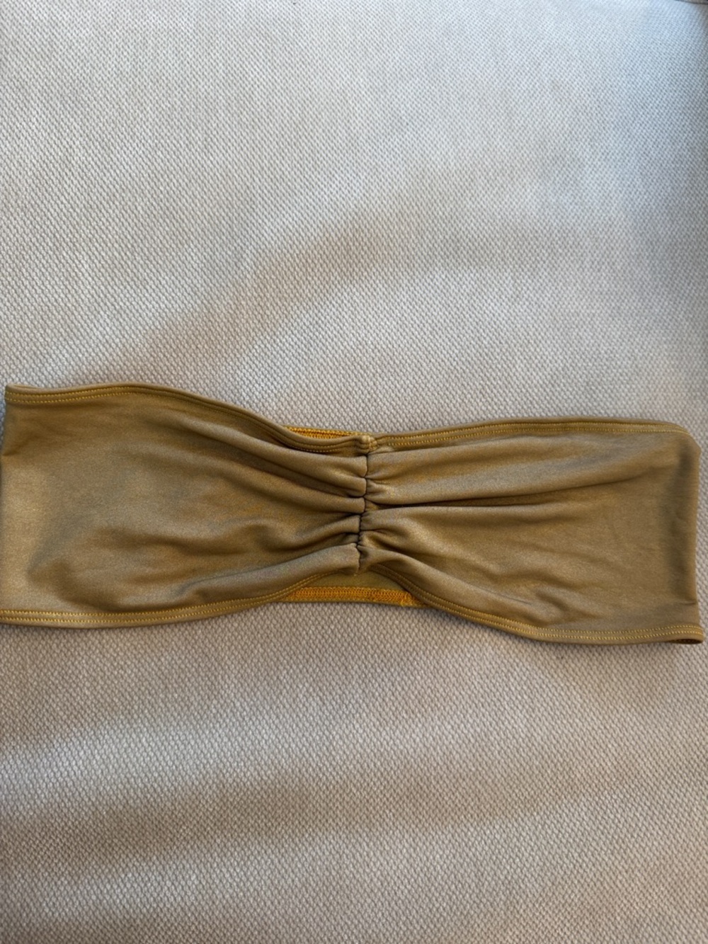 American Apparel Ruched Bandeau Tube Top in Gold - Medium